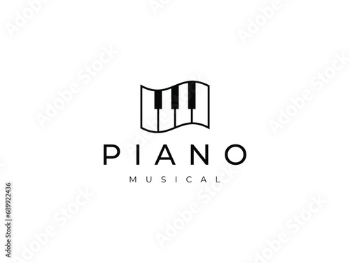 piano with wave effect logo design