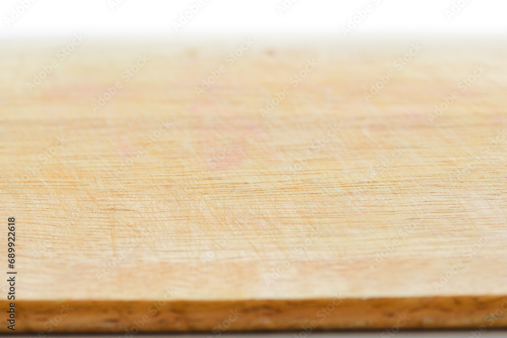 wooden cutting board isolated on white background, plank wood in the kitchen