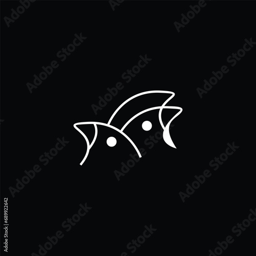 Minimalist two bird heads abstract vector logo design