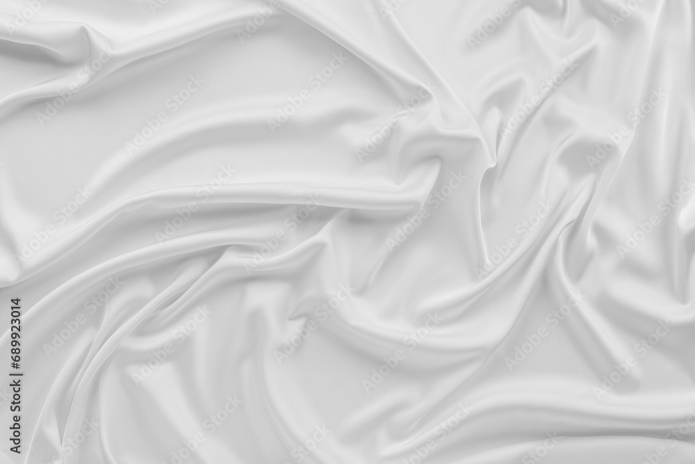 Texture of white silk ripple fabric as background, top view Texture of white silk ripple fabric as background, top view