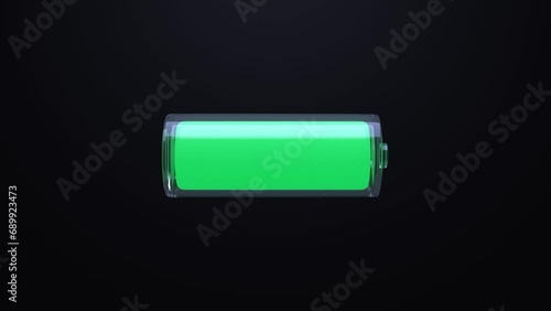 3D render 4K animation. Battery charge and discharge.