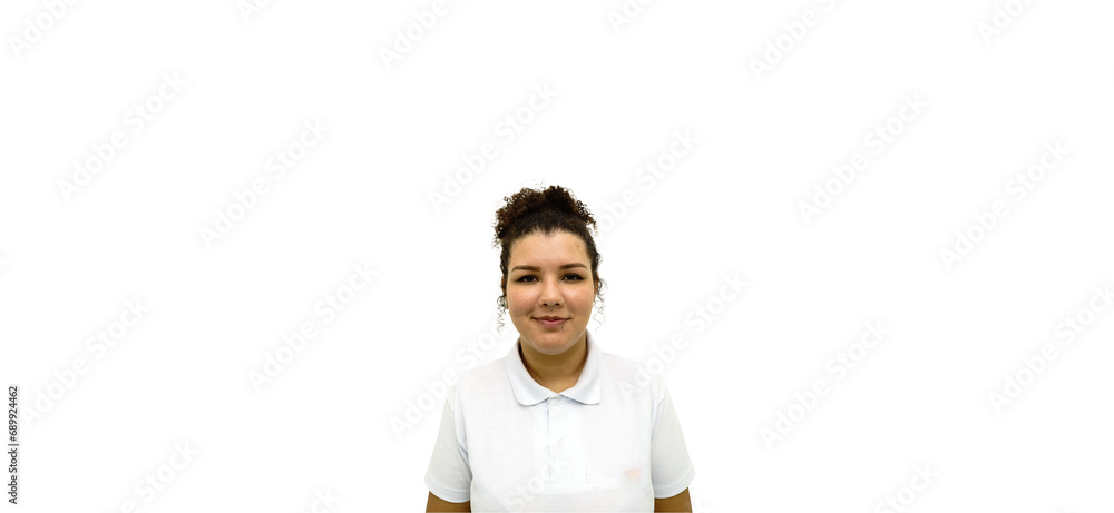 Worker Woman portrait in white background Worker Woman portrait in white background