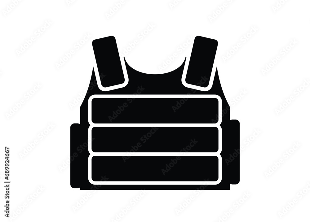 Fototapeta premium Bulletproof vest. Simple illustration in black and white.