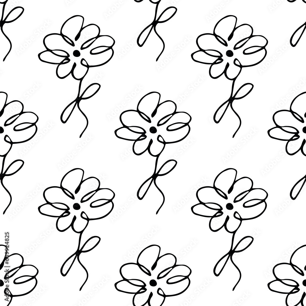 Summer seamless pattern with flowers doodle for decorative print, wrapping paper, greeting cards, wallpaper and fabric