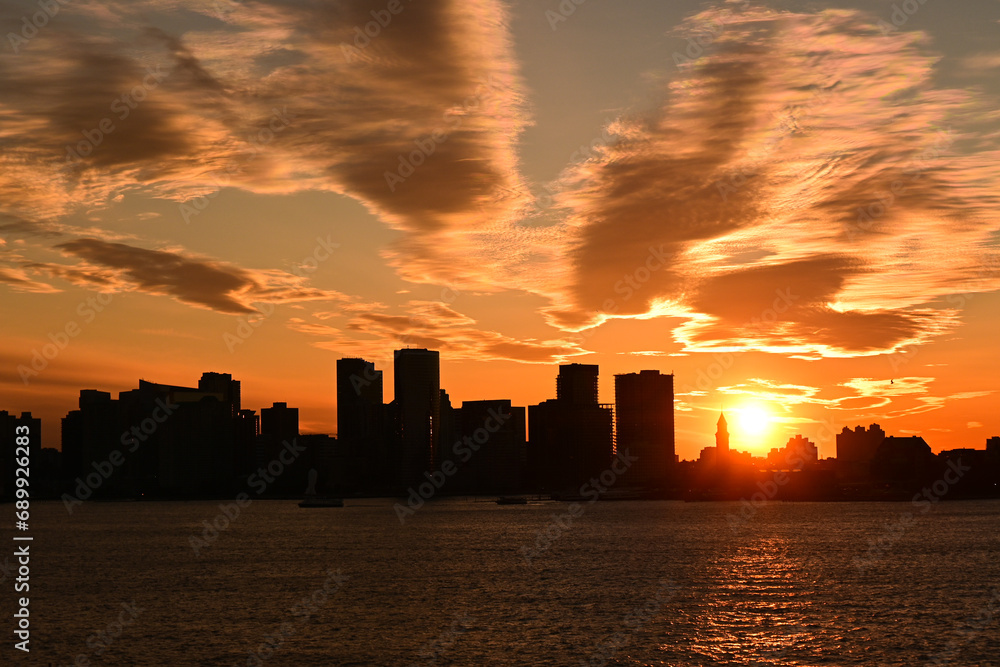 New york city skyline at sunset