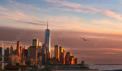 New york city skyline at sunset