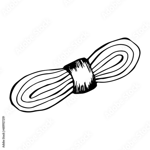 A skein of yarn in doodle style on an isolated  background.Vector.Handmade.