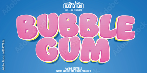 Bubble Gum editable text effect, customizable chewy and flavor 3D font style