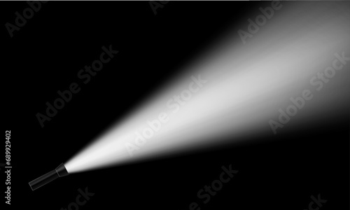 flashlight black background vector. spotlight ray on stage dark room. light on blackout