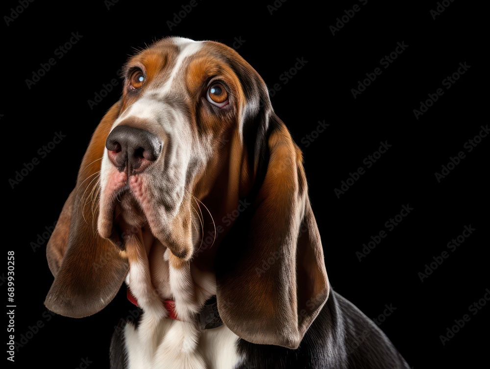Basset Hound Dog Studio Shot, Isolated on Clear Background, Generative AI