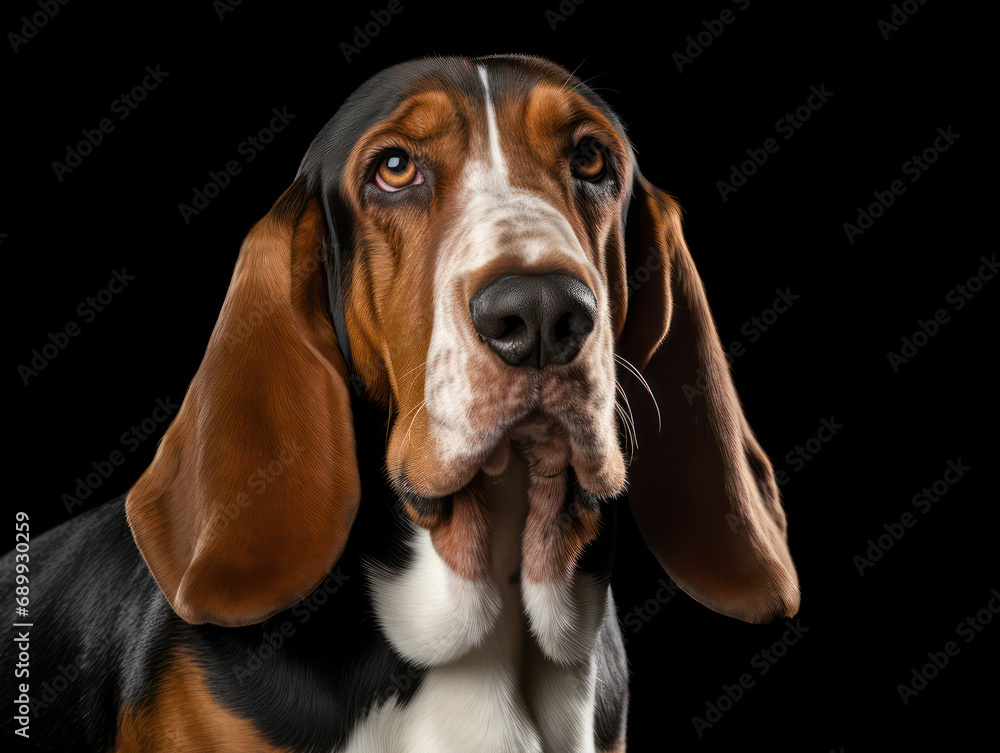Basset Hound Dog Studio Shot, Isolated on Clear Background, Generative AI Basset Hound Dog Studio Shot, Isolated on Clear Background, Generative AI