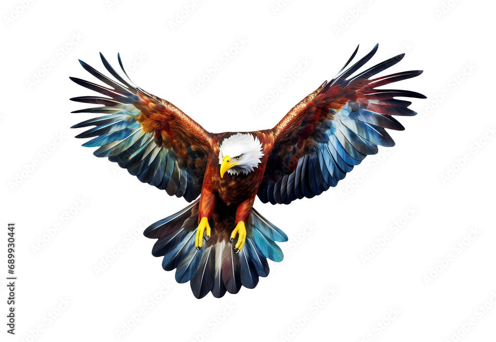 Obraz premium Colorful_eagle_flying_full_body._No_shadows_highes