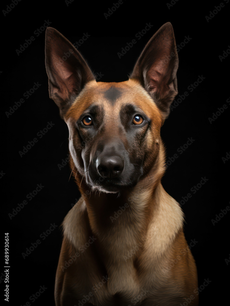 Belgian Malinois Dog Studio Shot, Isolated on Clear Background, Generative AI
