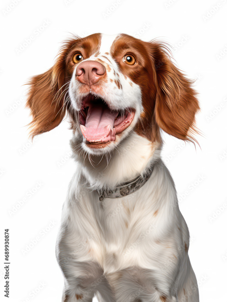 Fototapeta premium Brittany Dog Studio Shot, Isolated on Clear Background, Generative AI
