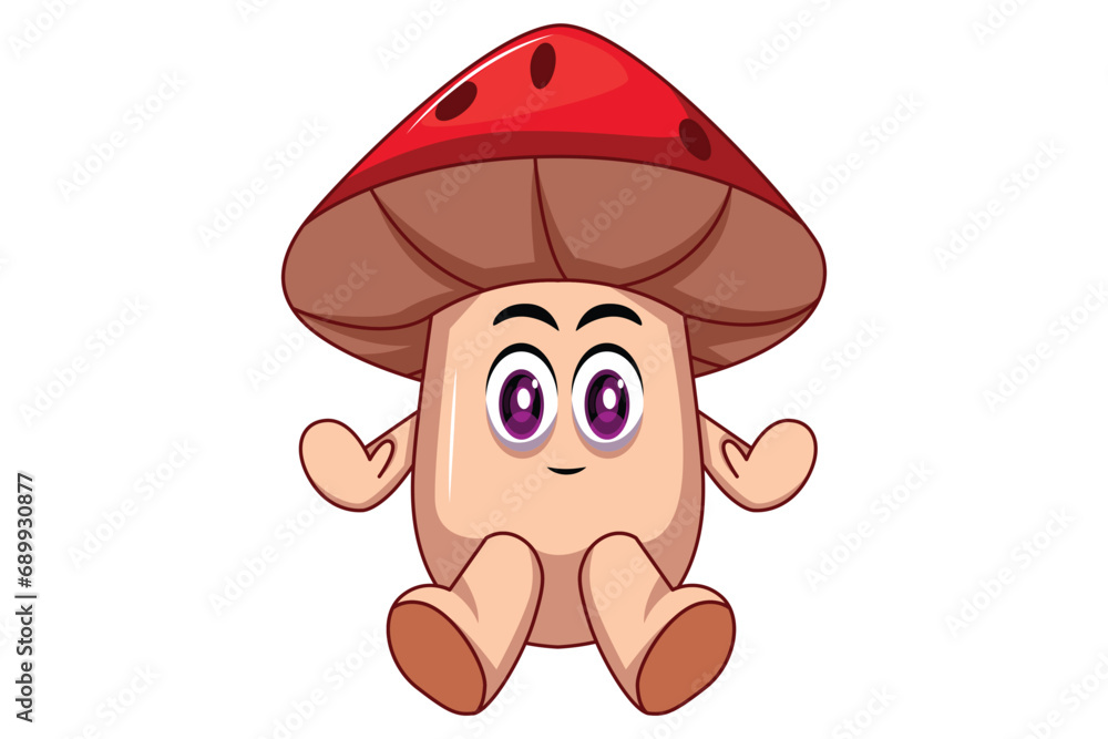 Fototapeta premium Cute Mushroom Character Design Illustration