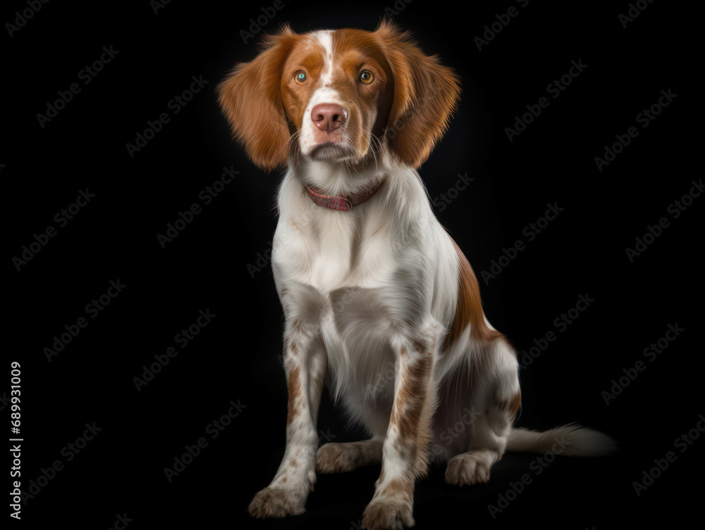 Brittany Dog Studio Shot, Isolated on Clear Background, Generative AI