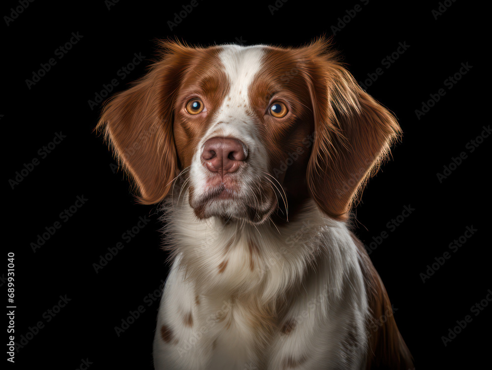 Brittany Dog Studio Shot, Isolated on Clear Background, Generative AI