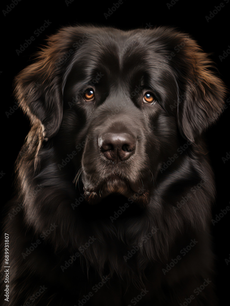 Newfoundland Dog Studio Shot, Isolated on Clear Background, Generative AI Newfoundland Dog Studio Shot, Isolated on Clear Background, Generative AI