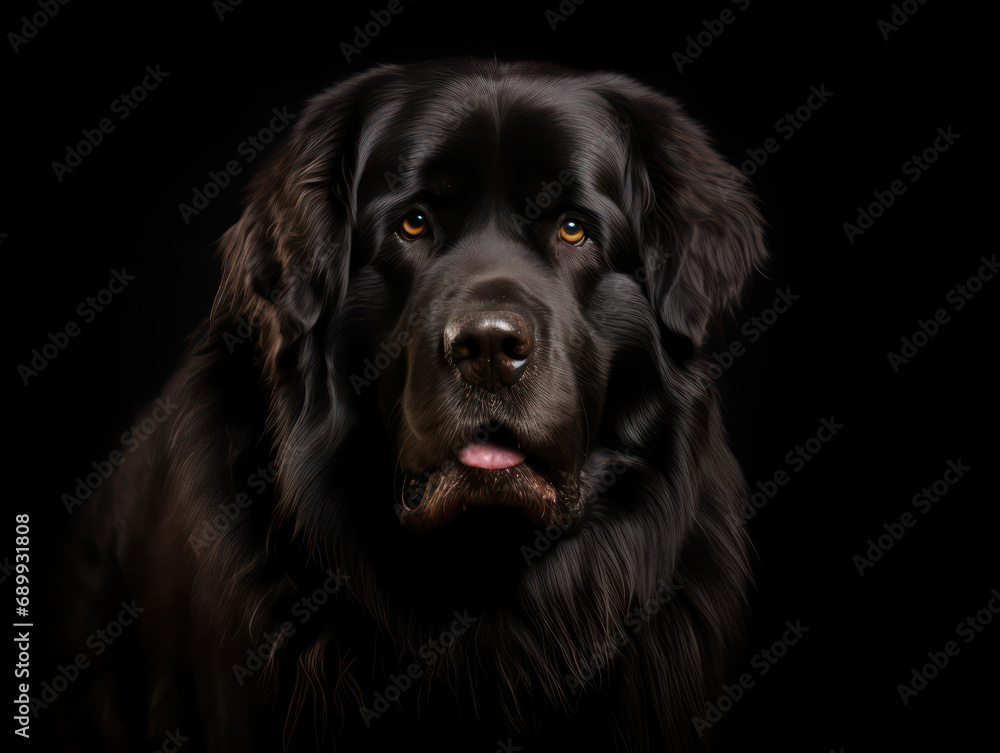 Newfoundland Dog Studio Shot, Isolated on Clear Background, Generative AI Newfoundland Dog Studio Shot, Isolated on Clear Background, Generative AI