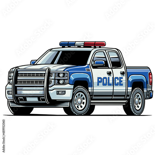 Pickup Police car vector illustration