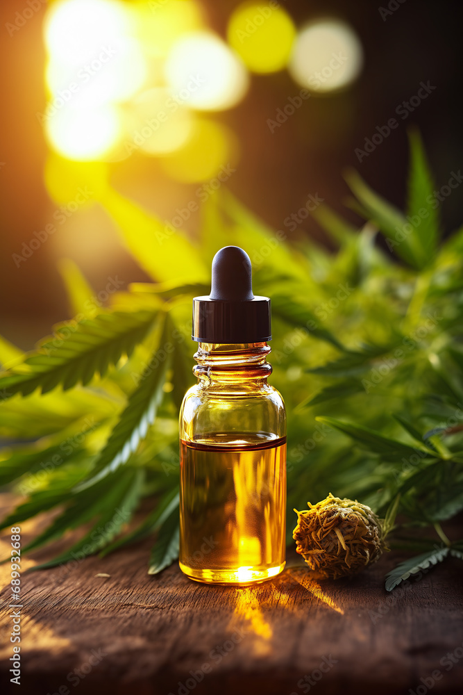 CBD Oil with Cannabis Leaves CBD Oil with Cannabis Leaves