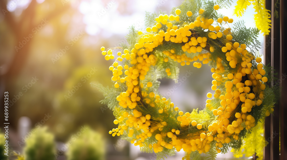 Beautiful Mimosa Wreath Abstract Background Beautiful Mimosa Wreath Abstract Background