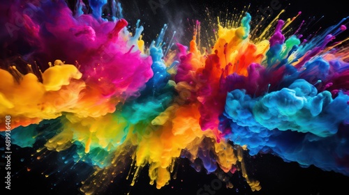 A Multicolored Paint Splatters Extravaganza, Vibrant Kaleidoscope, colorful, abstract, color, abstract background. photo