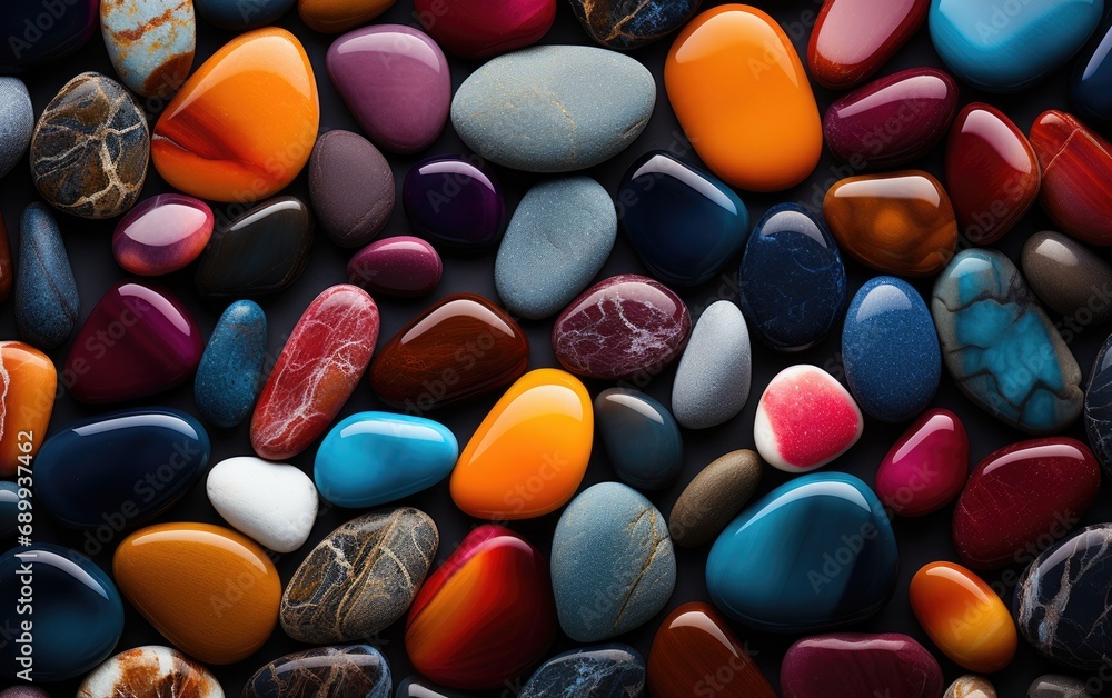 Colorful pebble stones on a black background. Colorful pebble stones on a black background.