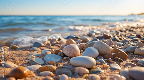 Close-up shot of rocks and sand in the beach