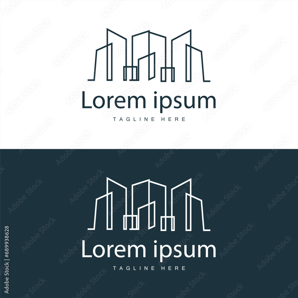 Modern City Building Logo Design, Luxurious and Simple Urban Architecture