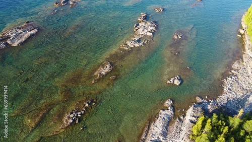 A View Of Unspoiled Shore In Georgian Bay Islands National Park, Ontario, Canada. Aerial Drone Shot photo