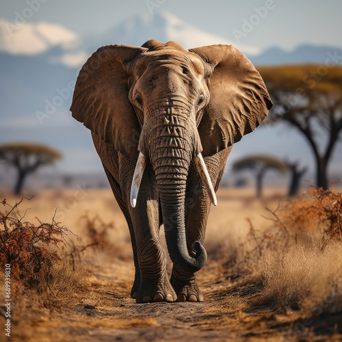 Realistic Image Elephant, Big Animal in Amboseli National Park Generative AI © Saim Art