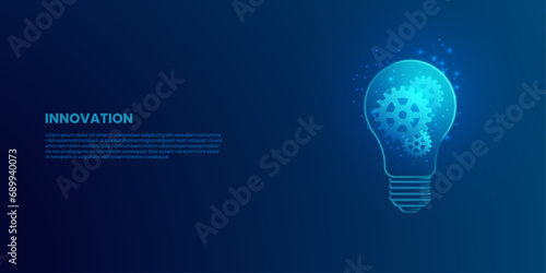 Light bulb with gears inside, Machine learning and AI concept, vector illustration photo