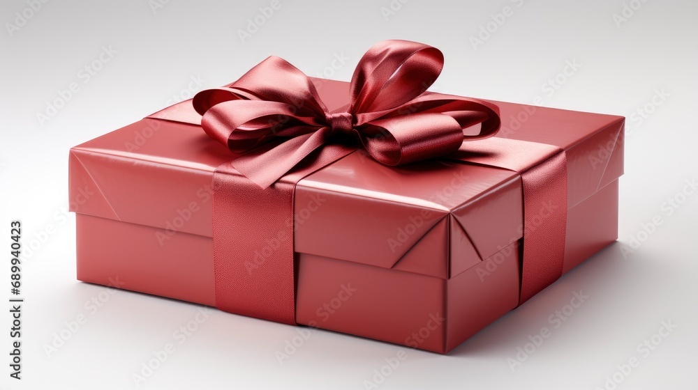Fototapeta premium Red Gift Box Isolated On White , Background HD, Illustrations