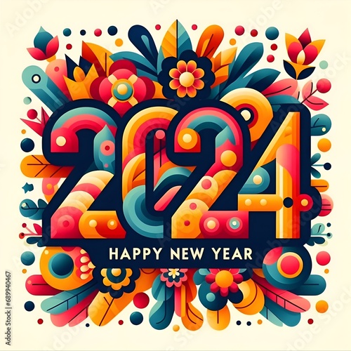 Happy new year 2024 design. With country flags, colorful cut out numbers illustration. Premium design for posters, banners, greetings and new year 2024 celebrations