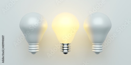 Idea concept and light bulb illuminated. Individuality and different creative thinking