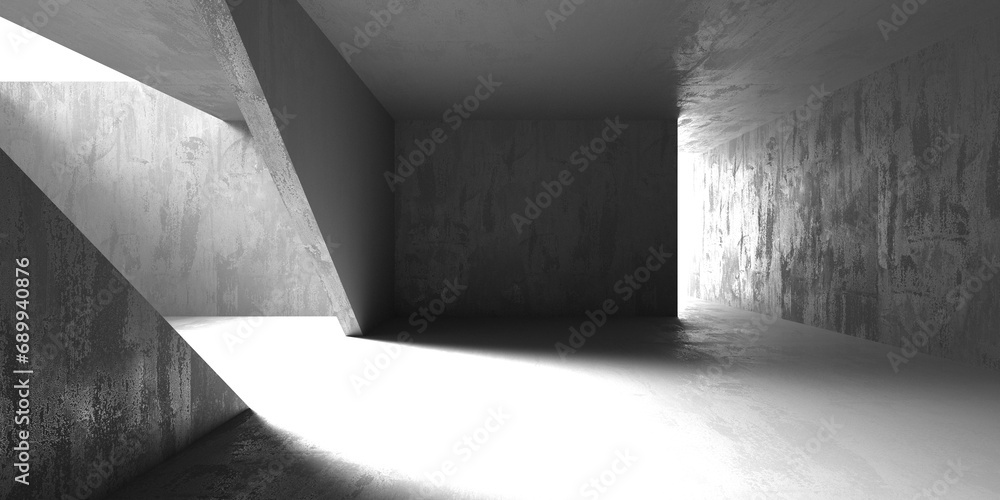 Abstract interior design concrete room. Architectural background - obrazy, fototapety, plakaty 