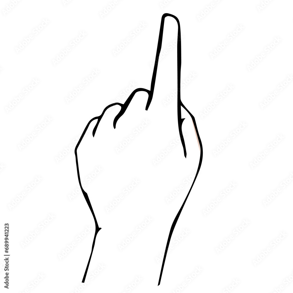 Obraz premium ハンドサイン_人差し指_数字を表す_1_手の甲_線画