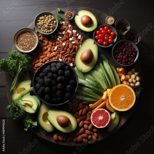 Realistic Image Spice Background, Healthy Fresh Food in Tray Generative AI