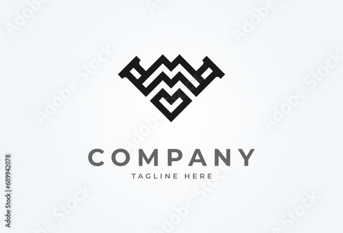 Initial MV or AM logo. monogram logo design combination of letters M and V. Flat Vector Logo Design Template. vector illustration