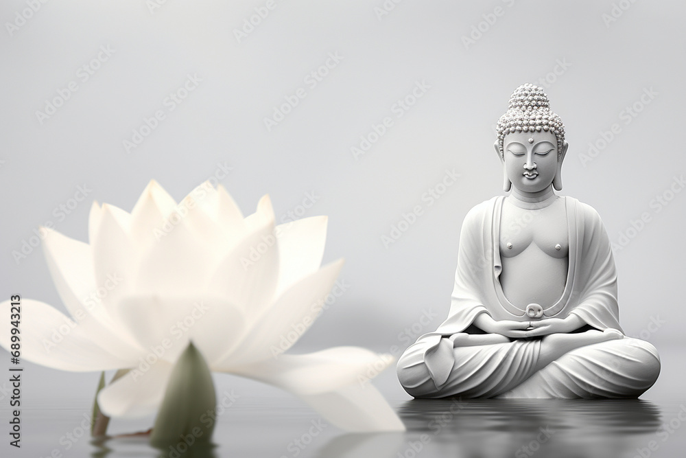 buddha statue with flower,Created By Ai