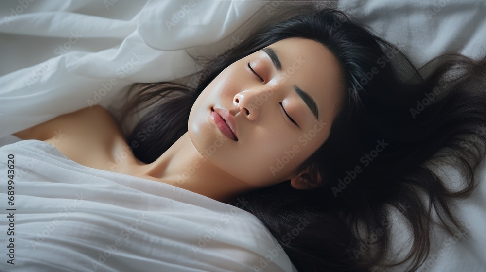 Woman and relaxation concept, beautiful Asian woman lying on bed in lounge, sunlight shining through window. Woman and relaxation concept, beautiful Asian woman lying on bed in lounge, sunlight shining through window.