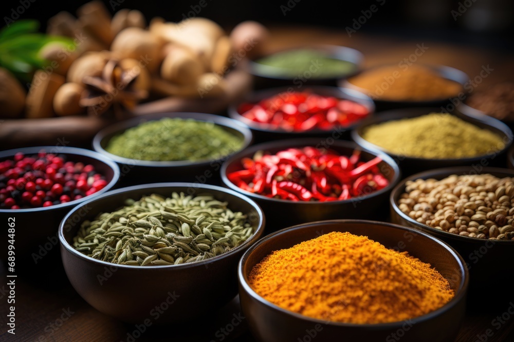 Food Ready for Consumption Realistic Spice Background on Table Generative AI
