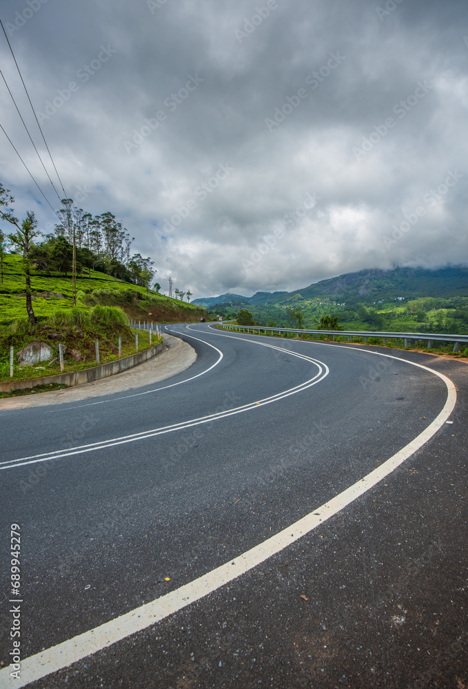 road in the countryside, Theni to Munnar National Highway.
