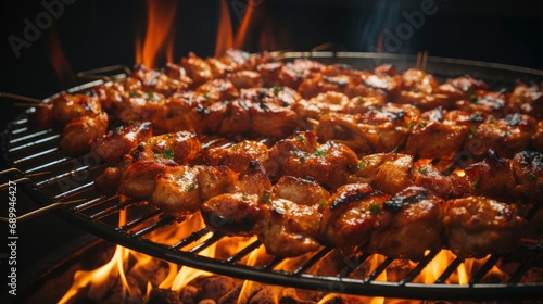Meat Skewers Being Grilled During , Background HD, Illustrations