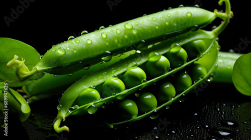 Fresh Sweet Green Peas in a Pod Close-Up