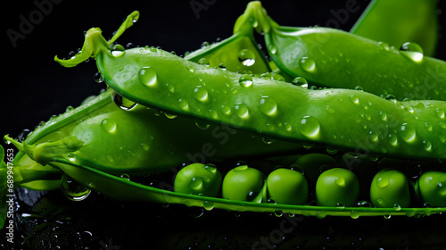 Fresh Sweet Green Peas in a Pod Close-Up