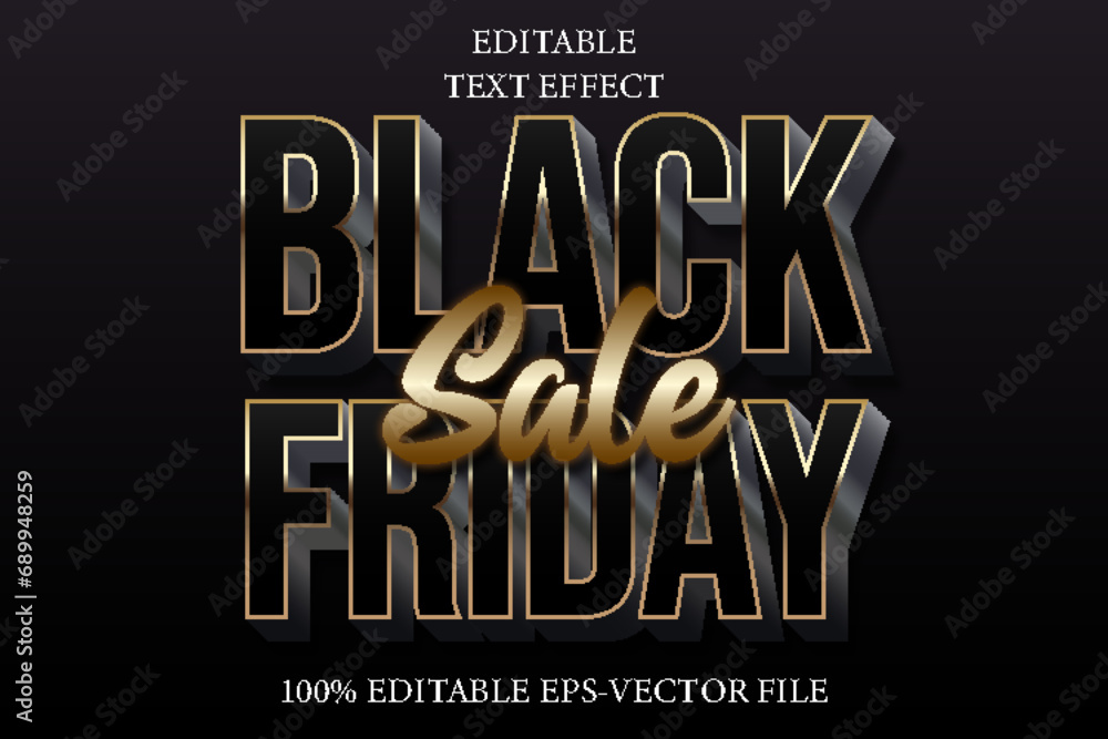 Fototapeta premium Black Friday Sale Editable Text Effect 3D Modern Style