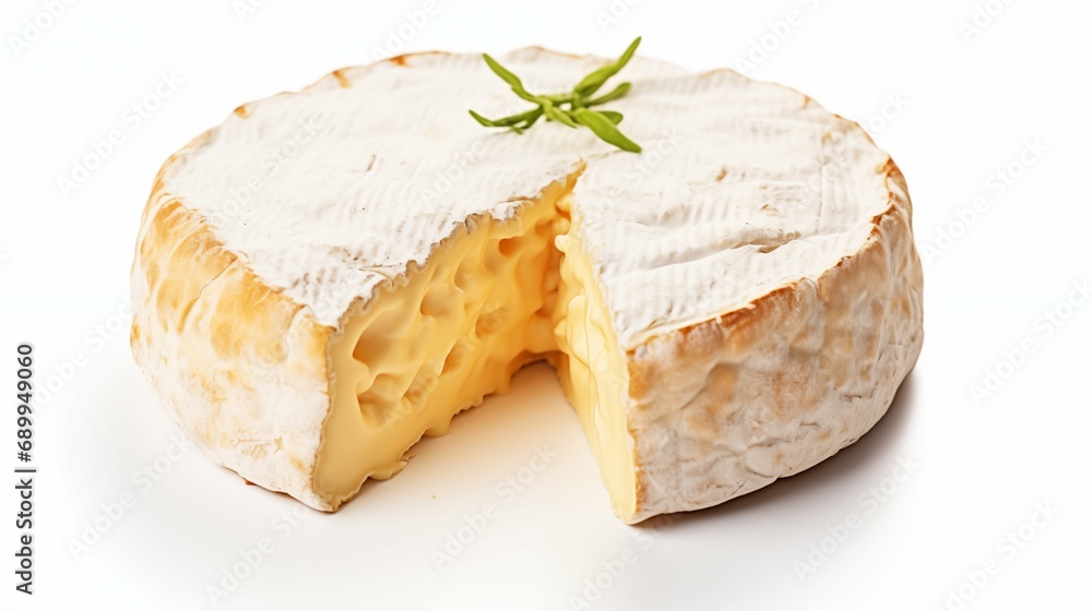 Piece of cheese on a white background.