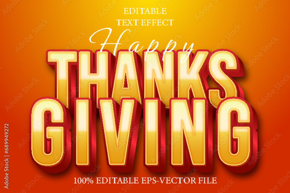 Happy Thanks Giving Editable Text Effect 3D Emboss Style